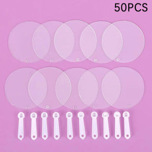 OUHOE | DIY 5cm Mini Transparent Blank Fans 50PCS for Children Art Designing Wedding Party Favor Craft