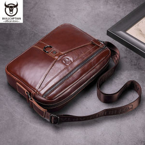 BULLCAPTAIN High Quality Leather Mens Messenger Bag Beautiful Business Casual 11 Inch Tablet Bag