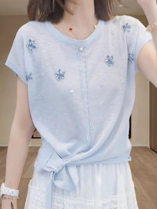 DAIXIANGFEIZI | Ice Silk Knitted Slimming Short Sleeve T-Shirt