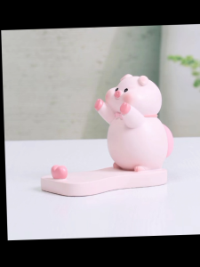 Pajangan Kucing Lucu Sandaran HP Karakter 3D Doggy & piggy Stand HP Unik DAkena - Pvc