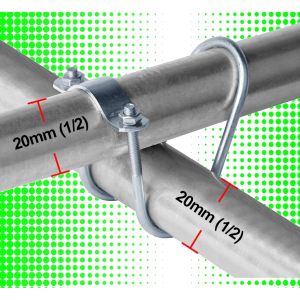 5PCS U Bolt 20mm Cross-Connector Pipe Clip Crossover U Shape Clamp for Greenhouse Pipes Structure Scaffolding Connector Fixing Clamp