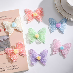 10Pcs 6CM Embroidery Fabric Butterfly Flowers Artificial Net Yarn Flower For DIY Craft Gift Clothing Supplies Wedding Decoration
