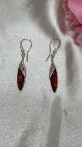 MILLENNE Multifaceted Baltic Amber Mystique Drop Silver Hook Earrings with 925 Sterling Silver (MLP-01)