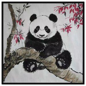 Tranh sơn dầu gấu trúc dễ thương. Tranh treo tường dán tườngcanvas trang trí. CGI-1934