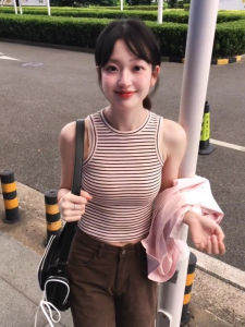 Áo Ba Lỗ Không Tay Ôm Vừa Vặn Mùa Hè 2025 Cho Nữ Áo Ba Lỗ Không Tay Họa Tiết Sọc Dài Tay Thường Ngày Áo Ba Lỗ Thường Ngày