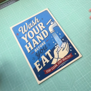 Wash Your Hand Before You Eat Sticker Sign Signboard Notice Poster Washing Clean Hands Hygiene Cuci Tangan Sebelum Makan