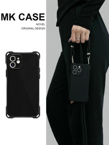 Black Huawei Mate60 pro Phone Case with Lanyard Cotton Rope Crossbody Single Shoulder Full Cover Anti-Fall for 17Pro Max  16