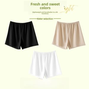 miiow | Ice Silk Safety Pants Womens Thin Home Outdoor Wear Sleepwear Seamless Base Layer Loose Three-quarter Length Shorts