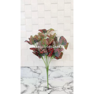 Daun Hias Artificial Daun Aglonema Ruby X9 Semilatex Hiasan Dinding Hiasan Vertical Garden