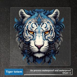 Tiger Head Car Stickers Electric Vehicle Battery Motorcycle Decoration Patch UV Transparent Pattern Full Set Body Scratch Cover