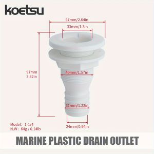 KOETSU Marine Plastic Drain White Boat Drainage Pipe for Bathroom Kitchen