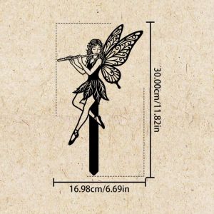 CIFbuy | CIFbuy Metal Garden Elf Flute Figurine Wrought Iron Yard Art Decor Outdoor Patio Lawn Ornament Landscape Statue Sculpture