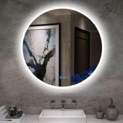 Round Mirror Led Cermin Aesthetic Cermin Wastafel Bulat Gantung Dinding D40