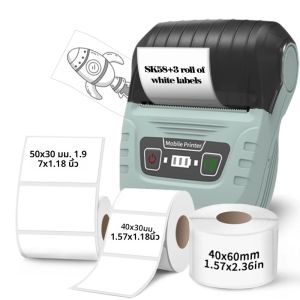 เครื่องพิมพ์ฉลากไร้สาย SK58 Inkless Bluetooth Thermal Label Maker ป้ายกาวสติกเกอร์เครื่อง DIY รูปแบบ Barcode QR Code