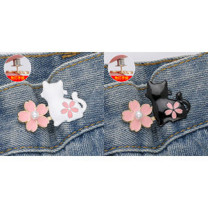 Adjustable Cat Button No Sewing No Punching Jeans Waist Size Reduction Tool DIY Sewing Accessories Cat Thigh Slimming Buckle