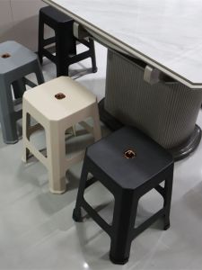 Thickened Plastic Stool For Home Extra Thick Modern Minimalist Dining Table and Chair Adult Vulcanized Rubber Bench Non Slip Square Stool Stackable