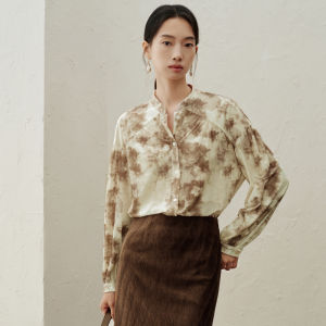 Yigue | New Chinese Style Velvet Print Blouse