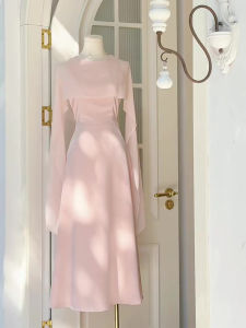 QFN | Đầm A-line Màu Hồng Elegent Phong Cách Thu