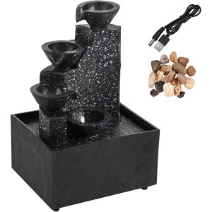 Mini Zen Tabletop Fountain - Relaxing LED Waterfall for Office Desk Yoga Room & Feng Shui Decor