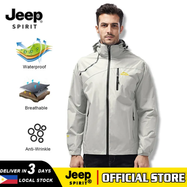 JEEP SPIRIT Men's Waterproof Jacket Hooded Light Sports Leisure Outdoor  (Suitable for light rain) Lazada PH