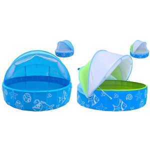 [Vodool Sport Center] Foldable Kiddie Pool Collapsible Dog Pool with Canopy for Indoor Outdoor Backyard