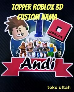 Topper Cake 3D Roblox Bisa Custom Nama untuk Hiasan / Dekorasi Kue Ulang Tahun / Ultah Anak