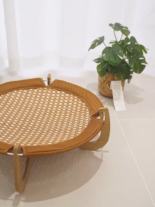 47CM Elevated Cooling Cat Bed Breathable Rattan Pet Bed Raised Summer Cat Hammock Cooling Mat for Medium Cats 猫床