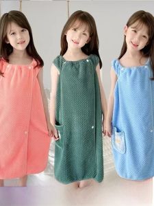 Childrens Coral Fleece Bath Towel Swimsuit Girls plus Size Swimming Bath Skirt Baby Towel Robe Kids Towel Pink Cute Design
