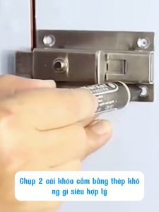 Chốt Khóa Cửa TRƯỢT K10 - Then Cửa Bằng INOX full ốc vít Bản Lề Then Chốt Gài Khoá Cửa Có nút bấm-013