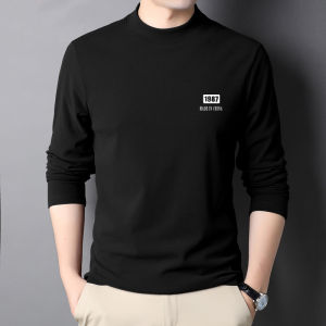 ฤดูใบไม้ร่วงฤดูหนาวขนแกะครึ่งคอพิมพ์เสื้อยืดชายอินเทรนด์ PLUS ขนาด WARM สองด้านกํามะหยี่ฐานเสื้อด้านบนเสื้อผ้า