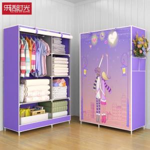 Home Use Simple Fabric Wardrobe Double Zipper Full Enclosed Steel Tube Thickened Frame Multi Clothes Hanger Closet Organizer