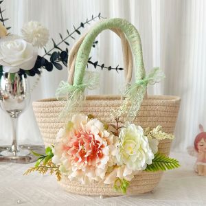 New Mothers Day Summer DIY Material Artificial Flower Weaving Handbag Womens Festival Warm up Activity Team Building Bag