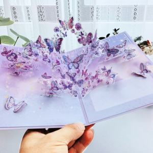 3D Creative Butterfly Hollow Flower Teachers Day Greeting Card PET Gold/Rose Gold Cover Independent Envelope Cultural Supplies
