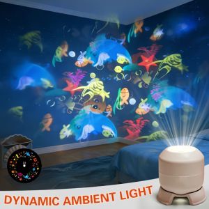 Starry Ocean Projection Night Light 360° Rotating Dynamic Projector Decorative Lamp Ocean-Themed Projection Light Festival Gift