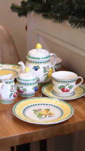 Bộ Ấm Chén Bàn Trà 15 Món Sứ Cao Cấp French Garden Villeroy & Boch Dùng Được Lò Vi Sóng - Chính Hãng Nhập Khẩu Tại Đức