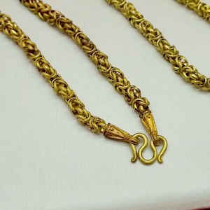 สร้อยคอทองเหลืองโบราณลายมีนา ความยาว 26 นิ้ว งานทองเหลืองแท้ งานดิบไม่ได้ชุบ ทองเหลืองโบราณ