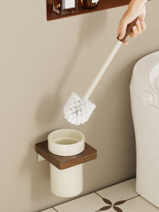 High-End Wall-Mounted Toilet Brush Holder No-Drilling Space Saving Bathroom Cleaning Tool Anti-Dirty Corner-Free Storage Rack