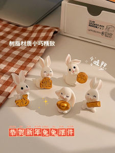 Cute Rabbit Desktop Small Ornaments Rabbit New Year Table Decorations Resin Creative Doll Healing Doll