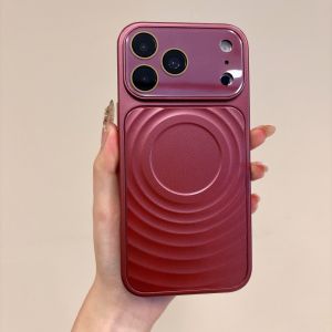 3D Ripple Magnetic Phone Case For iPhone 14 15 16 17 Pro Max Large Camera View Window Electroplated Matte Shockproof Cover With Cooling Hole Support Wireless Charging