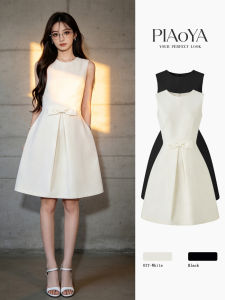 PIAOYA | Elegant A-Line Sleeveless Waist-Cinching Summer Dress with Bow