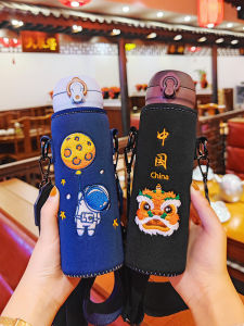 ถุงคลุมแก้วน้ำแบบป้องกันและรักษาความอบอุ่นแบบปะการัง ถุงคลุมกระเป๋าสะพายข้างสำหรับผู้ชายและผู้หญิงที่ใช้งานได้หลากหลาย