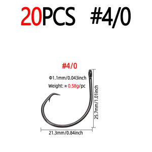 20 Cái # Lưỡi Câu Tròn Liền Thân Thép Carbon Cao 4~7/0 Dành Cho Câu Cá Nước Mặn - Thích Hợp Cho Cá Mú Bạch Tuộc Cá Da Trơn Cá Cờ Cá Chó Cá Ngừ