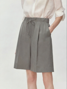 Adjustable Waist Simple Straight Leg Short Pants for Petite