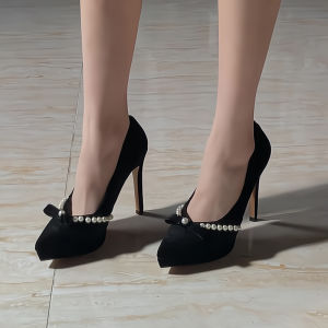 Fashionable Pearl High Heels Womens Pointed Toe Skinny Elegant Style Autumn Winter New Arrival Pair of Versatile Single Shoes