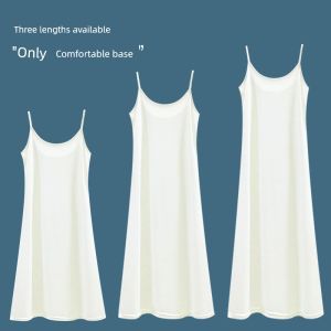 Slimming Ice Silk Strap Dress Womens Summer Inner Wear Base Skirt plus Size Bell Skirt High Waist Long Loose Mid-Length Dress