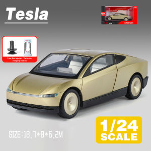 LEO 1:24 Tesla Robotax Diecast โมเดล รถอัลลอยด์รถยนต์ของเล่นคอลเลกชันของขวัญสําหรับเด็กชายสาว ของเล่นเด็ก