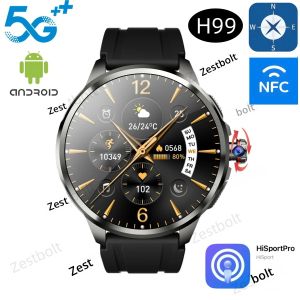 Original H99 สมาร์ทวอทช์ Android นาฬิกา 1.95 นิ้วหน้าจอ AMOLED ผู้ชาย smartwatch 190 ° กล้องโรตารี GPS WIFI ซิมการ์ดสล็อต