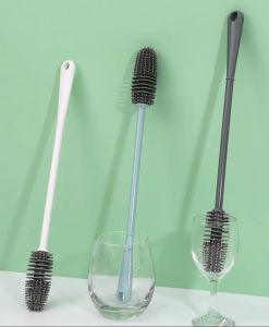 Sikat Pembersih Botol Gagang Panjang & Bahan Silikon Serbaguna