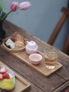 Bộ Trà Gốm Sứ Nhỏ Bằng Tre Đơn Giản Dùng Trong Nhà Bàn Trà Mini Đĩa Pha Trà Khô Bộ Trà Du Lịch Lễ Trà Đồ Dùng Ăn Uống