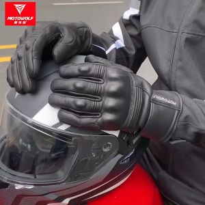 (HÀNG CÓ SẴN - SHIP HỎA TỐC) Găng tay da full ngón có gù cao cấp MOTOWOLF chính hãng - MDL0313